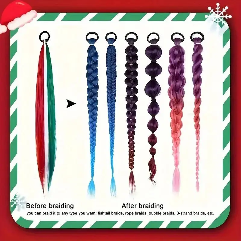 Braid Ponytail Extension 2 PCS Color With Elastic Hair Tie Straight Synthetic Hairpiece Wrap 26 inch Fashion clip in ponytail hair extension synthetic ponytail synthetic hair accessories clip in ponytail extensions