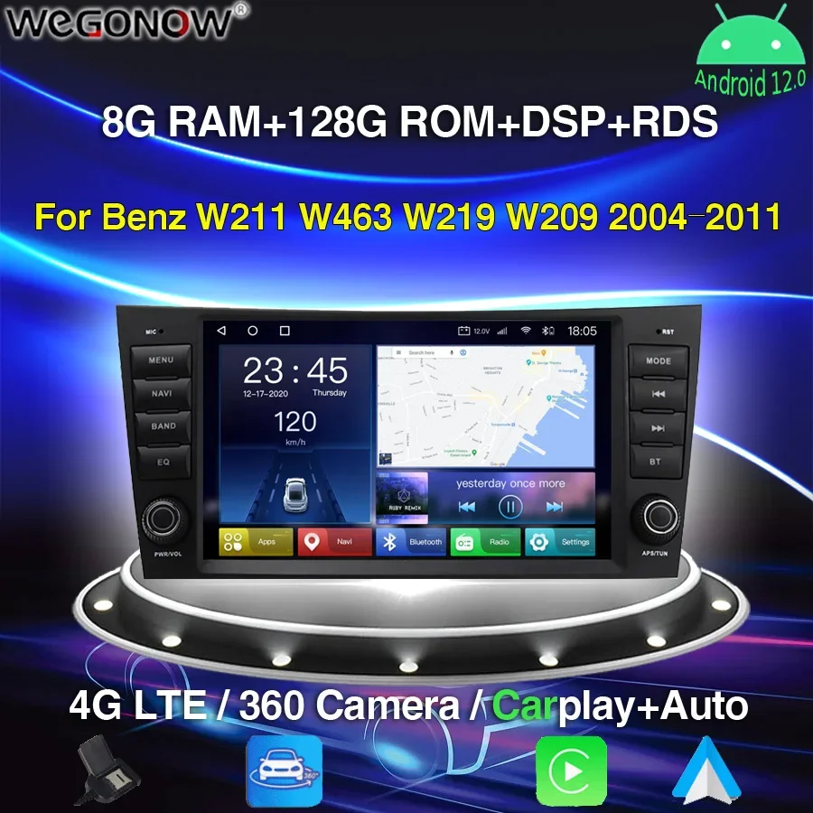 

Carplay DSP IPS 8'' Android12.0 8GB+128GB Car DVD Player SIM GPS Map WIFI Radio Bluetooth For Benz W211 W463 W219 W209 2004-2011