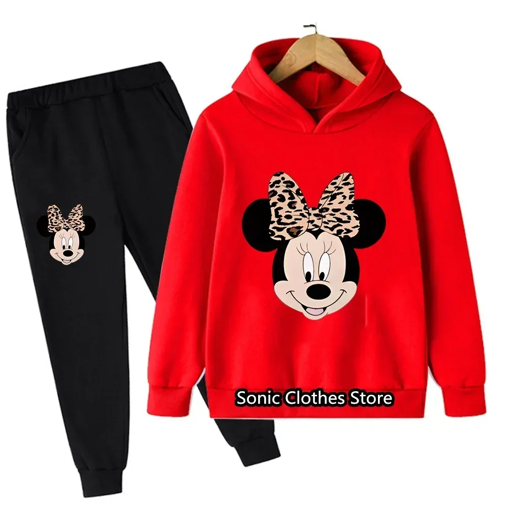 

Mickey Mouse Cartoon Hoodies Pants 2pcs Set Kids Baby Boys Girls Minnie Sweatshirt Tops Set Clothes Children Girls Clothing Suit