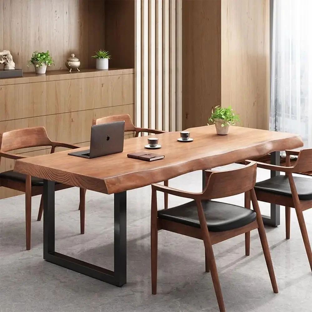 Solid Wood Office Desk Dining Table Handmade Multi Functional Easy Assembly Stylish Modern Farmhouse Design 5
