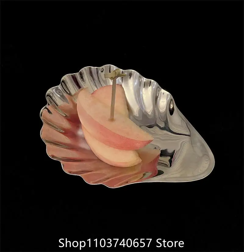 Dining Dish Shell Shape Stainless Steel Dish Plate Metal Cheese Plate Tableware Storage Jewelry Table Decoration
