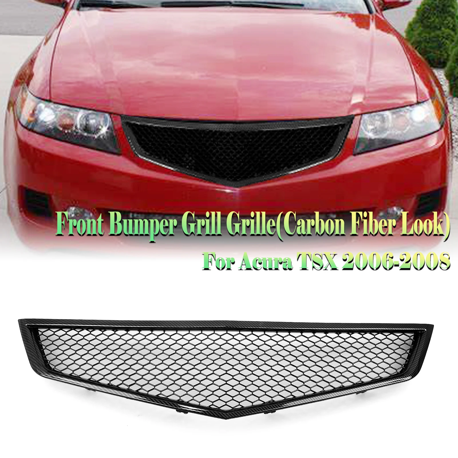 혼다 어코드 CL9 아큐라 TSX 2006-2008용 레이싱 그릴 프론트 그릴 범퍼 후드 메쉬