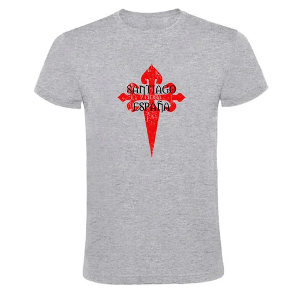 

"Santiago Y Cierra, España" Santiago Cross T-Shirt Short Sleeve Casual 100% Cotton O-Neck Summer Mens T-shirt Size S-3XL