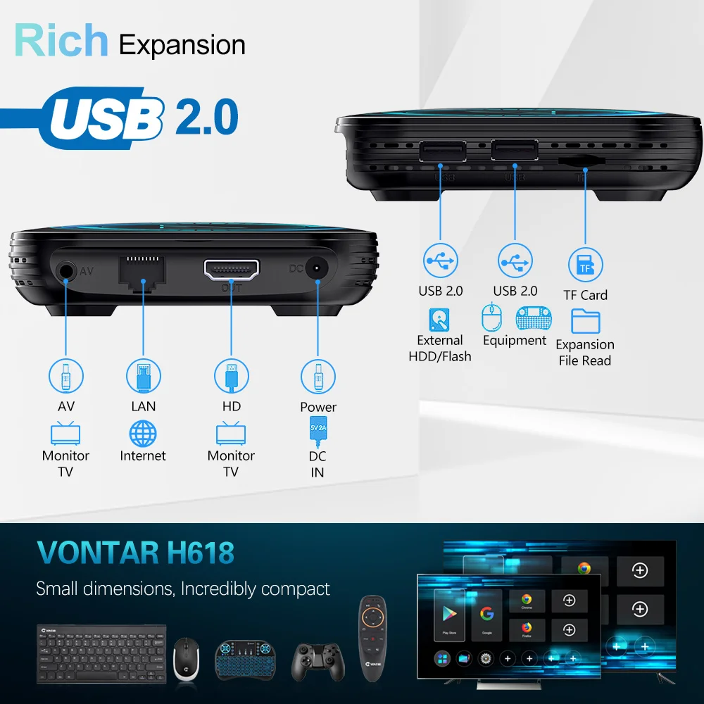 Vontar tv Box Android 12 Allwinner H618 Quad Core Cortex A53 Suporte 8k Vídeo 4k bt Wifi Google Voice Media Player Conjunto Top Box - Image 4