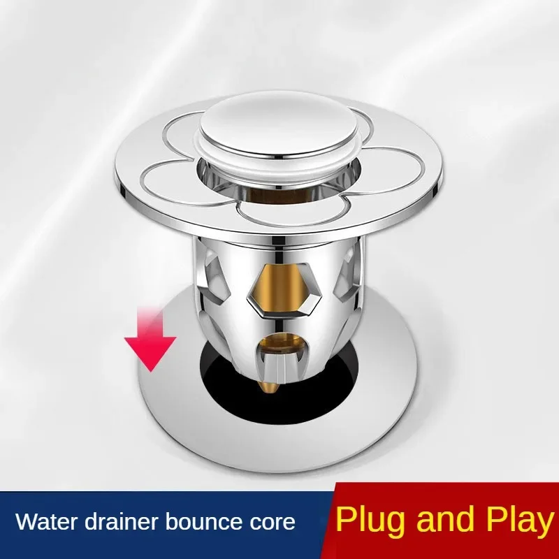 Drain Stopper Pop-Up Bounce Core Basin Drain Filter Valve Hair Catcher Shower Sink Strainer Bath Stopper Bathroom Drain Cover