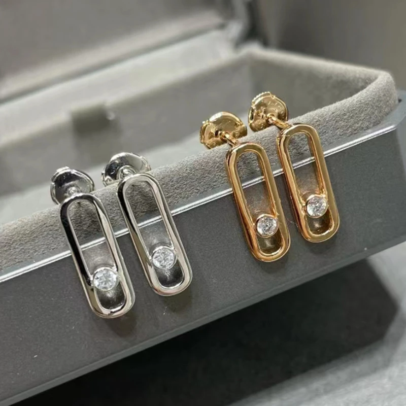 

Free Shipping - European and American Luxury Jewelry Silver 925 Women's Earrings Zircon Sliding Birthday Gift Party Selection