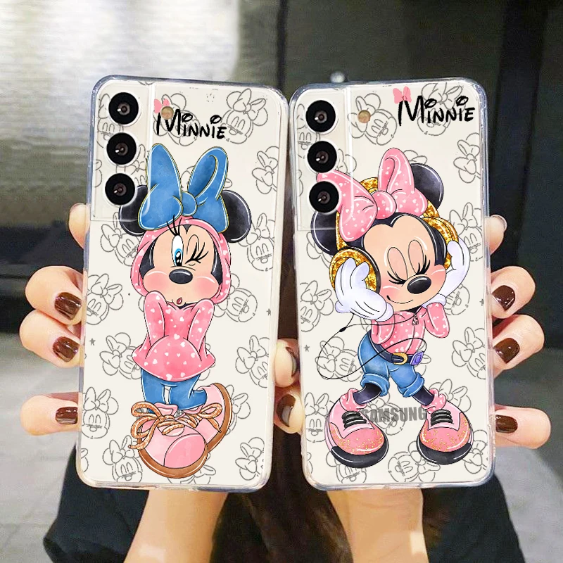 Minnie Pink Cute Per Samsung Galaxy S23 S22 S21 S20 Ultra Plus Pro S10 S9 S8 4G 5G Custodia Per Telefono Trasparente In Silicone Coque Capa