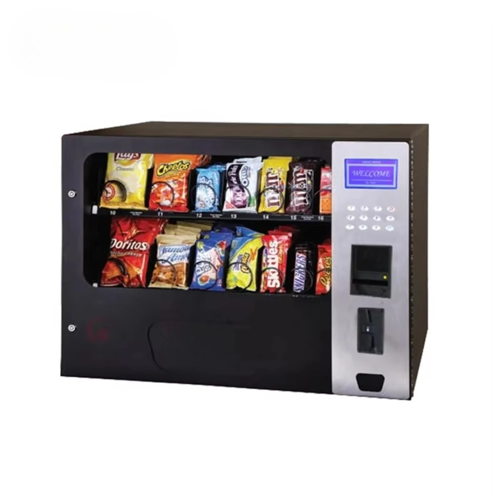 Small combination vending machine with coin receiver credit card reader ...