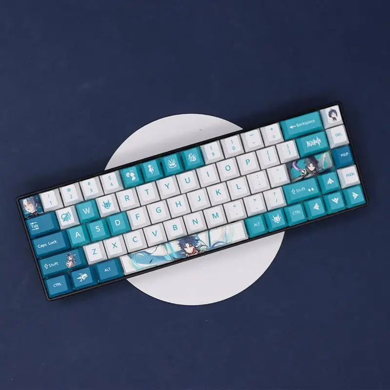 

Колпачки для клавиш Genshin Impact xiao, колпачки для клавиш с аниме PBT, колпачки для механической клавиатуры для Cherry MX, многофункциональная игровая клавиатура, декоративный подарок