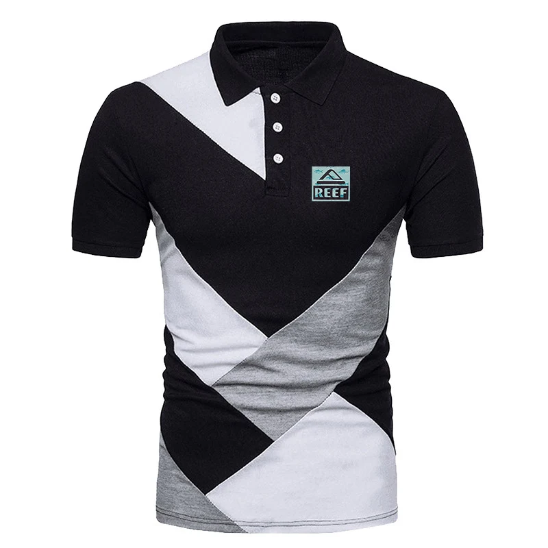 Reef 2023 Men New Summer Hot Fashionable Popular Three Color Stitching Shorts Sleeve Comfortable Polo Shirts Harajuku Tops
