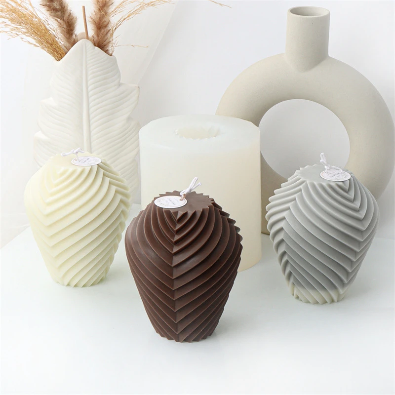 3D V stripe vase candle silicone mold home decor Soap Gypsum Mold