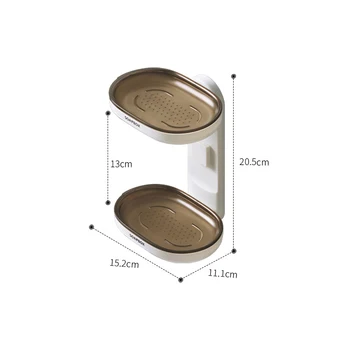 Double Layer Soap Box Toilet Soap Tray Soap Holder Multifunctional Wall Mounted Perforated Bathroom Rack Bathroom Organizer 6