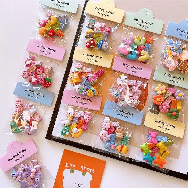 5 teile/satz süße Baby Mädchen Haars pangen Herz Mini haarspangen mädchen Blume haarspange Prinzessin haarklammer haarschmuck mädchen – Detail 1