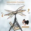 2 Person Porch Swing,  Outdoor Swing with Tempered Glass Table, 2 Cup Holder,  Patio Swing with Adjustable Canopy 4