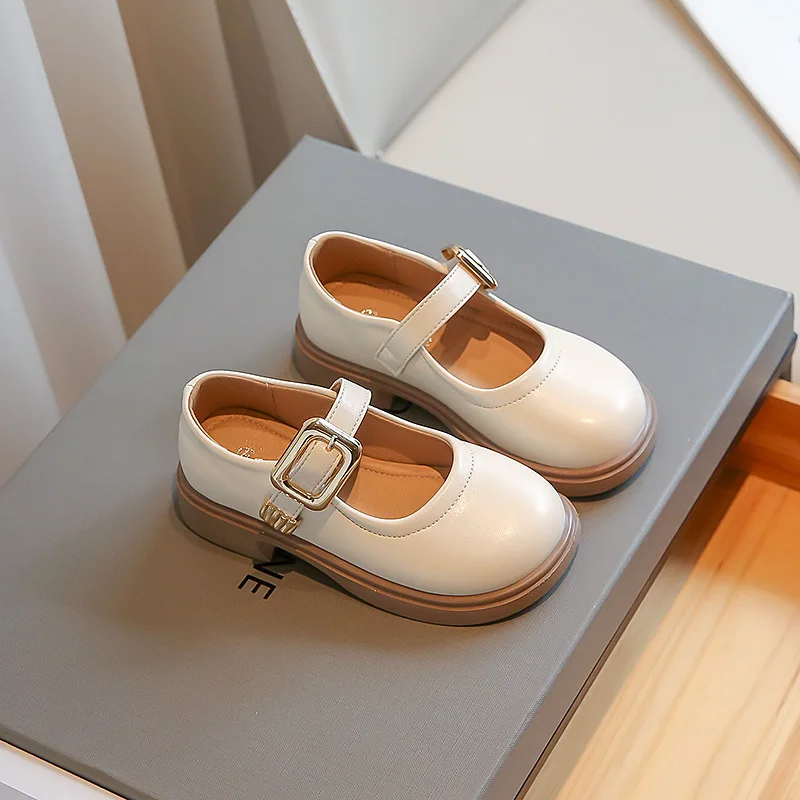 

Autumn New Girls' Solid Soft Sole Shallow Mouth Princess Shoes Children's Comfortable Non Slip Casual Small Leather Shoes