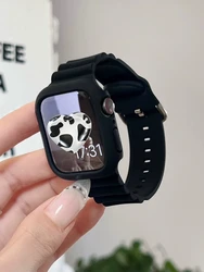 Korean Baby Pink Cute Soft Silicone Sport Band for 44mm (Black)