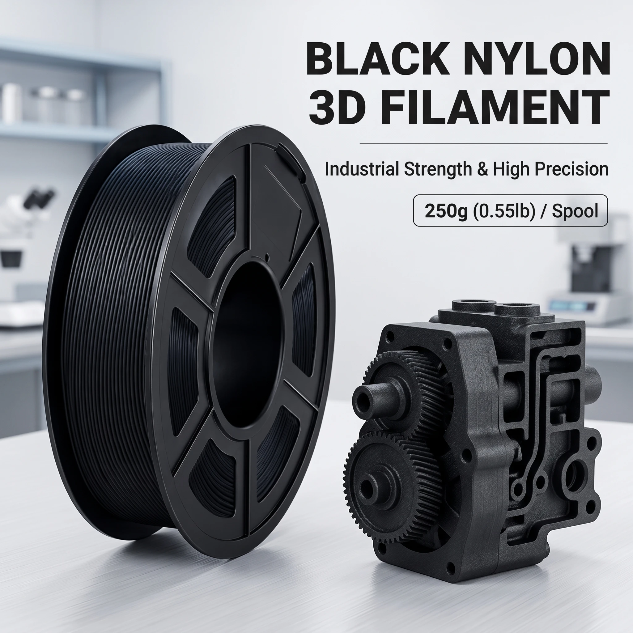1.75mm 나일론 PA 필라멘트 250g 0.55lbs +/-0.02mm 검정 흰색 FDM 3D 프린터용