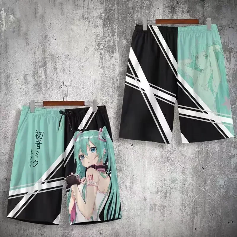 I Love MIKU  Shorts Male Student Hatsune Miku Peripheral Five-point Pants Thin Quick-drying Two-dimensional Beach Pants 6