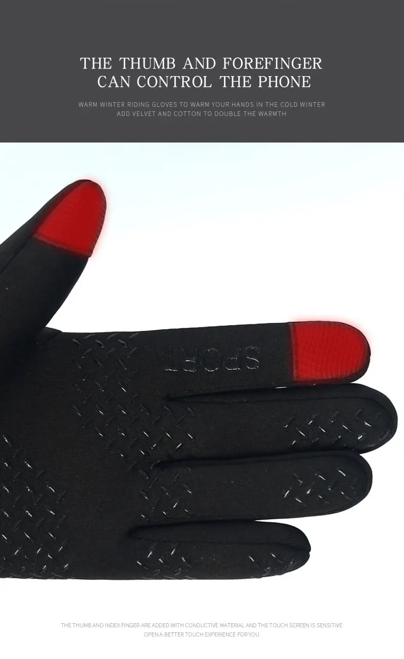 Description Picture 6 of itemFootball Gloves Waterproof Thermal Grip Outfield Cycling Player Bicycle Field Bike Sports Sports Outdoor guantes moto