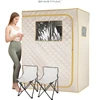 Full Size Far Infrared Sauna Two Person Home SPA with Time & Temperature Remote Chairs Light Oversized Privacy Indoor Saunas 1