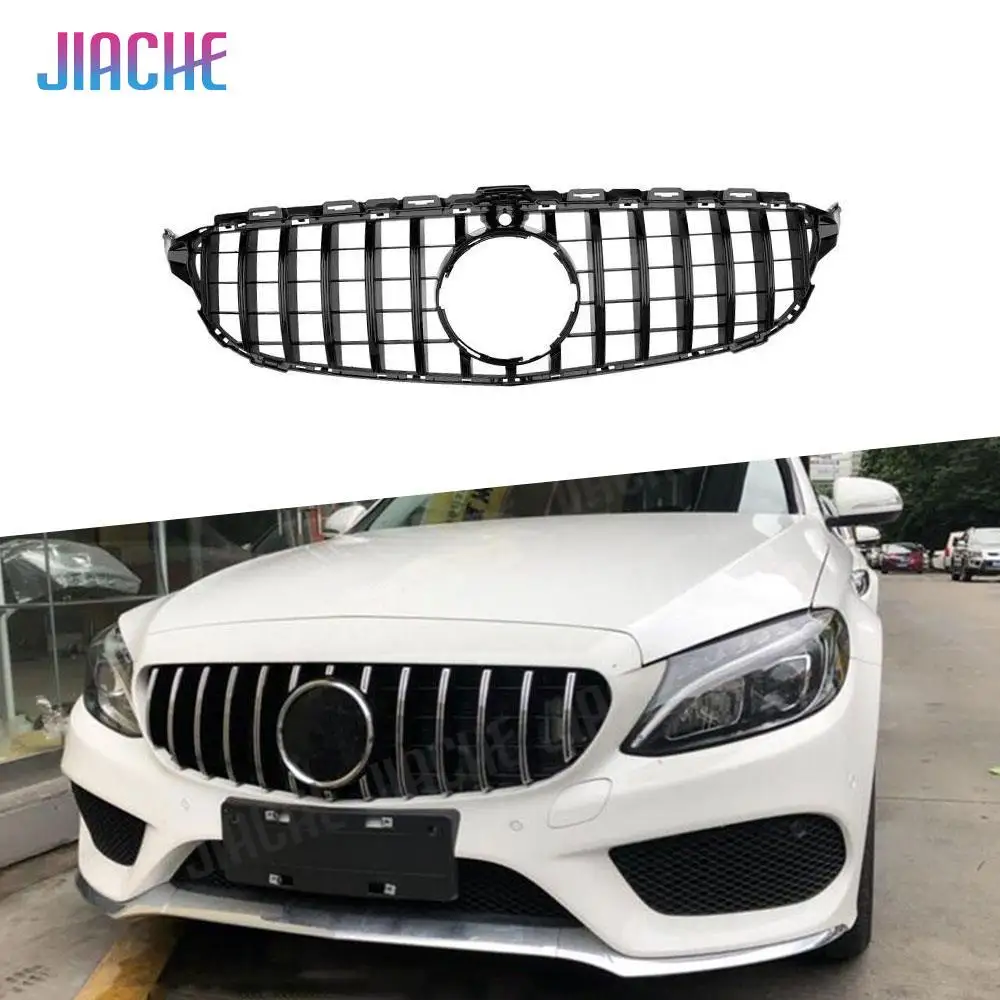 

For C Class ABS Front Bumper Mesh Grille for Mercedes Benz W205 C200 C250 C300 C43 2015-2019 GTR Style Grill Not for C63 AMG