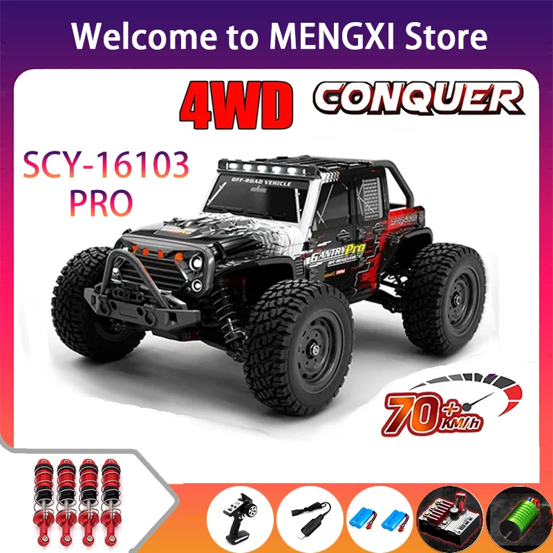 

Rc Cars 16103Pro 50km/h Or 70km/h With LED 1/16 Brushless Moter 4WD Off Road 4x4 High Speed Drift Monster Truck Kids Toys Gift