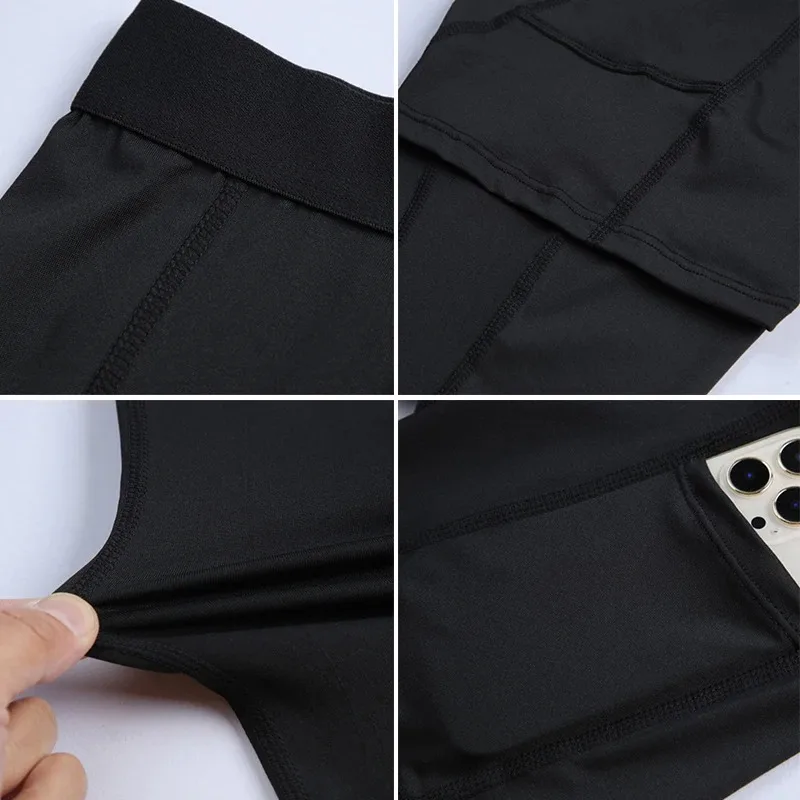 Summer Men's Base Layer Exercise Trousers Running Tight Sport Cropped One Leg Leggings Basketball Football Yoga Fitness Pants