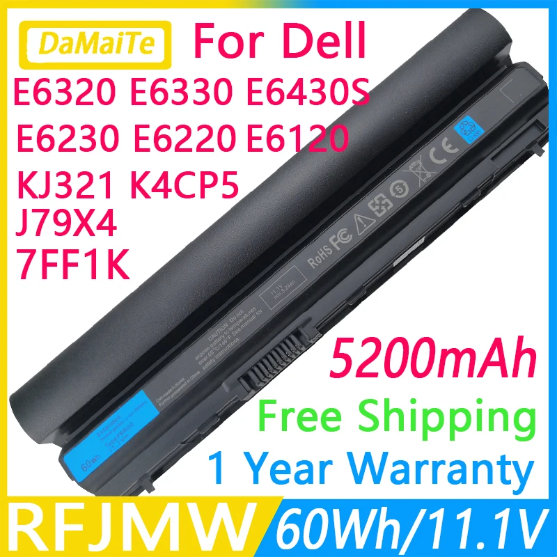 Rfjmw-bateria do Portátil para a Latitude de Dell 7ff1k E6320 E6330 E6220 E6230 E6120 E6430s Frr0g Frrog Kj321 K4cp5 J79x4 Rxjr6 Rfjmw