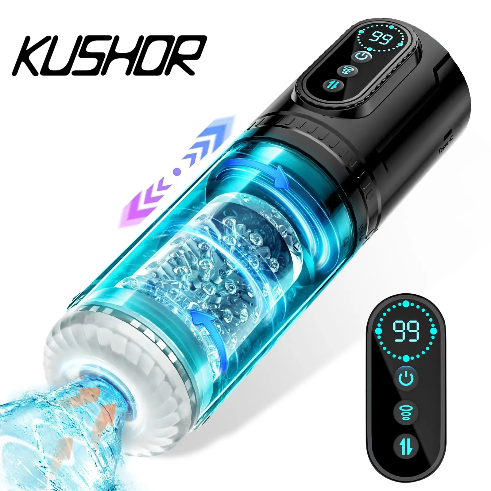 Teleskop Saugen Masturbator für Männer Rotierenden Blowjob Masturbation Tasse LCD Display Tasche Pussy Penis Pumpen Sex Spielzeug für Erwachsene