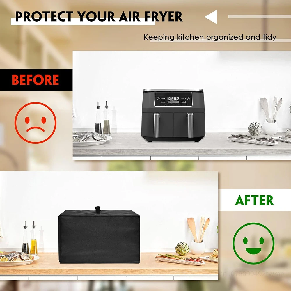 Kitchen Dust Cover Air Fryer Hood Air Fryer Cover Heat Resistant Waterproof Dustproof Protective Cover for Ninja AF400EU/AF500EU Nylon Dust Kitchen Tools