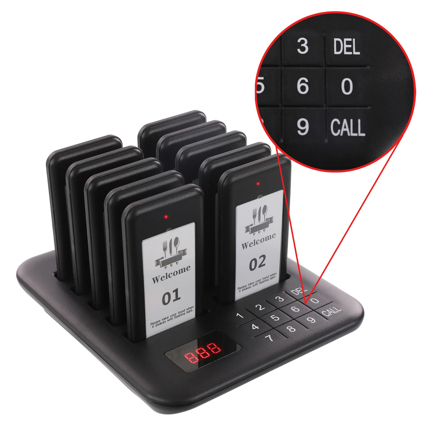Wireless Restaurant Pager System 10 Pagers Food Truck Buzzer Fast Food Shop Receiver Calling System For Bar Cafe wireless calling system