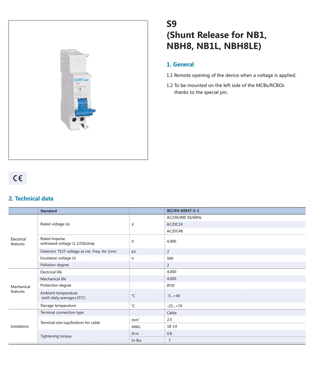 nbh8 nb1l nbh8le disjuntor ac 230v dc 48v 24v