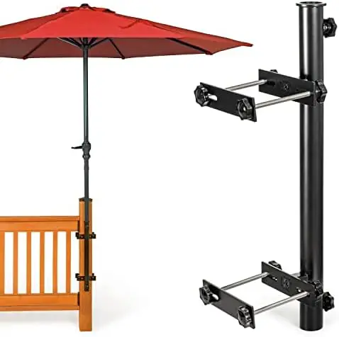 

Holder,Suitable for Horizontal or Vertical Railing Post (Max Span 6 in), Heavy Duty Stainless Steel Deck Umbrella Mount(Black) R