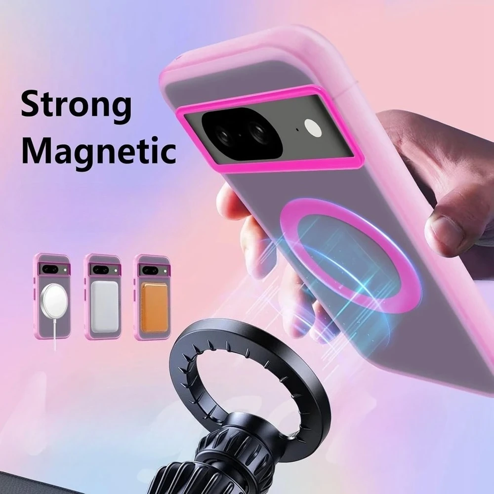 Candy Color Matte Clear Magnetic Case with Wireless Charging Frosted Finish