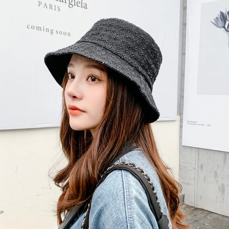 Denim Bucket Hat Women Men Wash Cotton Distress Fishing Hats 2022