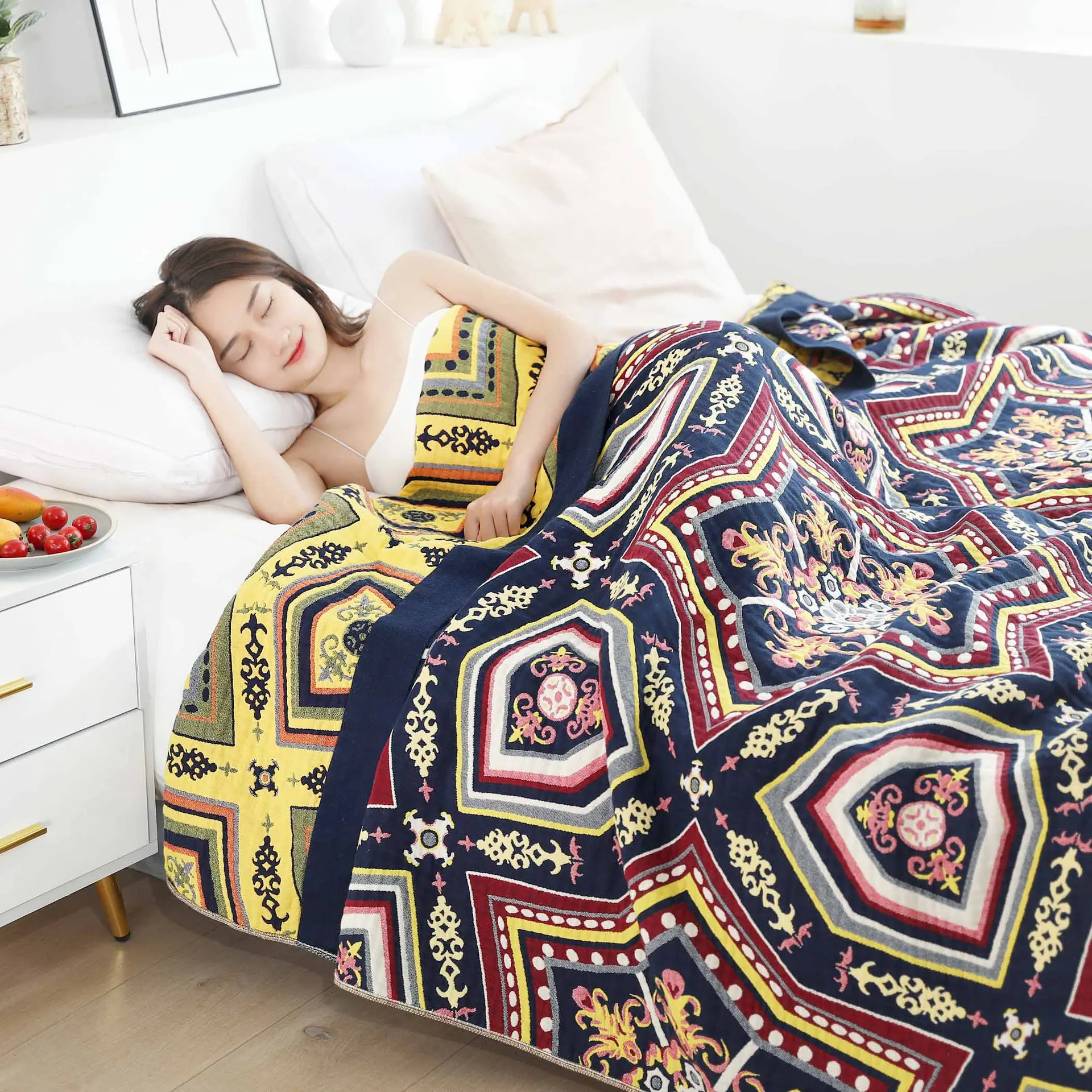 Large King Queen Size Single Double Bed Bedspread Pure Cotton Sofa Cover  Towel Blankets For Summer Muslin Girl Throw Blanket - AliExpress