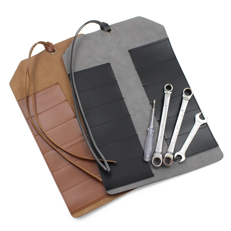 Premium Leather Tool Roll-Up Pouch and Chisel Bag