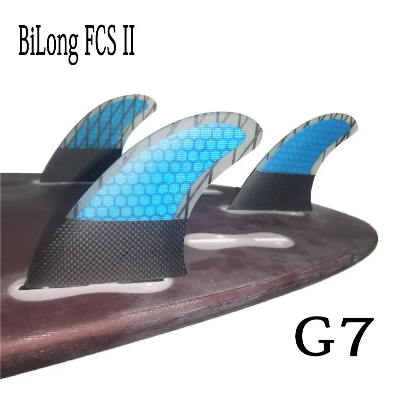 Surfboard Fin BiLong FCS II G7 Surfboard Fins Thruster Fiberglass Honeycomb with Carbon L Size