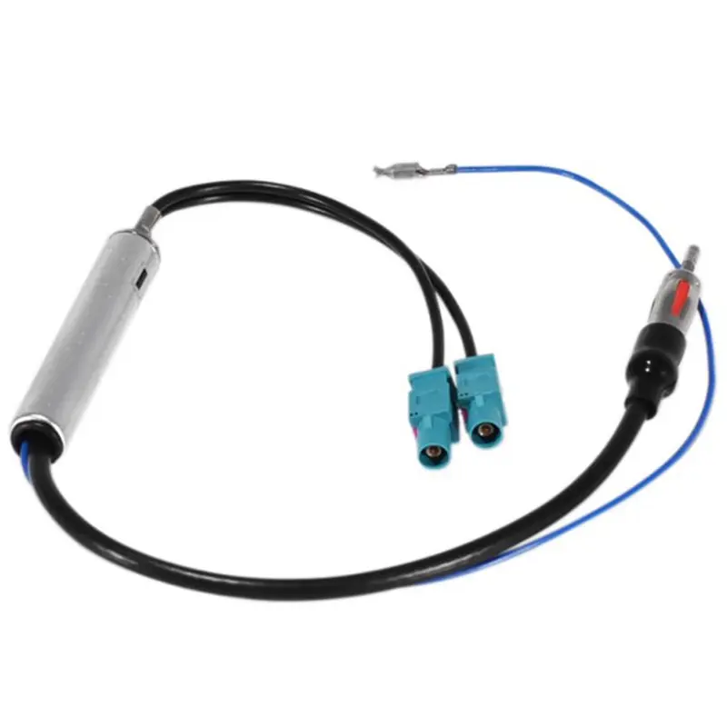 Car Stereo FM AM Antenna Signal Booster Amplifier Amp Dual Fakra DIN Plug Converter Adapter For VW Skoda car stereo accessories