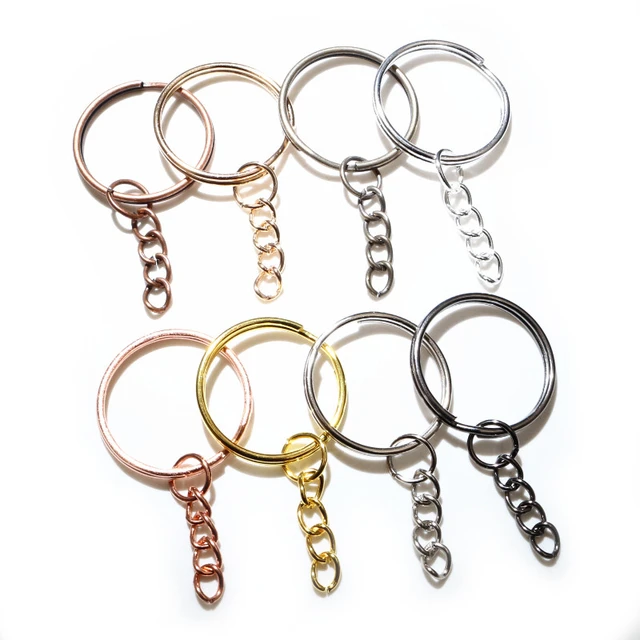 20pcs/lot Key Ring Key Chain ( Ring Size 25mm) Fashion Gold colors Rhodium  Silver Plated 50mm