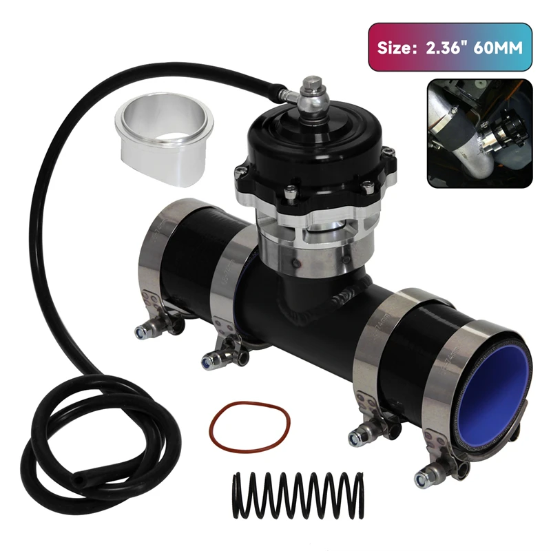 

50mm 35psi Turbo Blow Off Valve & BOV Adapter & Clamp & 2.36" OD Flange Pipe