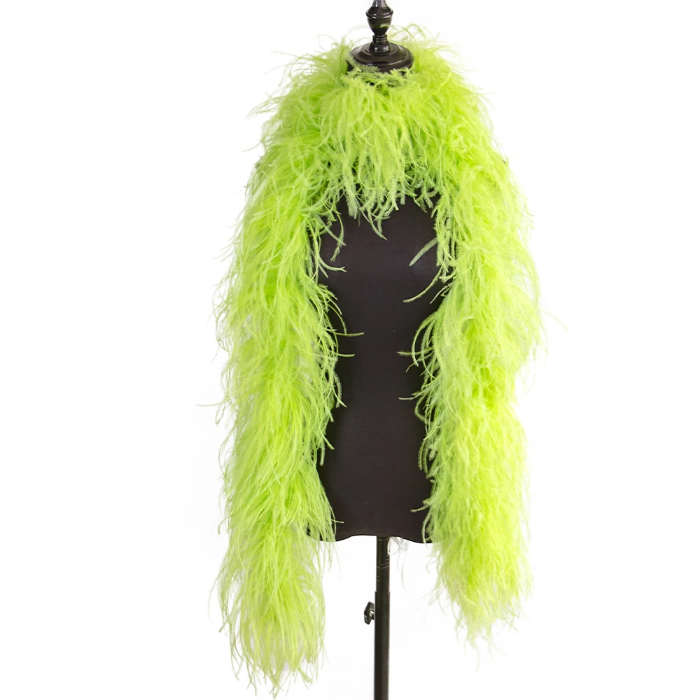 

2 4 6 8 10 Ply Thick Green Boa Fluffy Soft Ostrich feathers Shawl Tops Customized Party Clothing DIY Sewing Plume Scarf 2 Meters