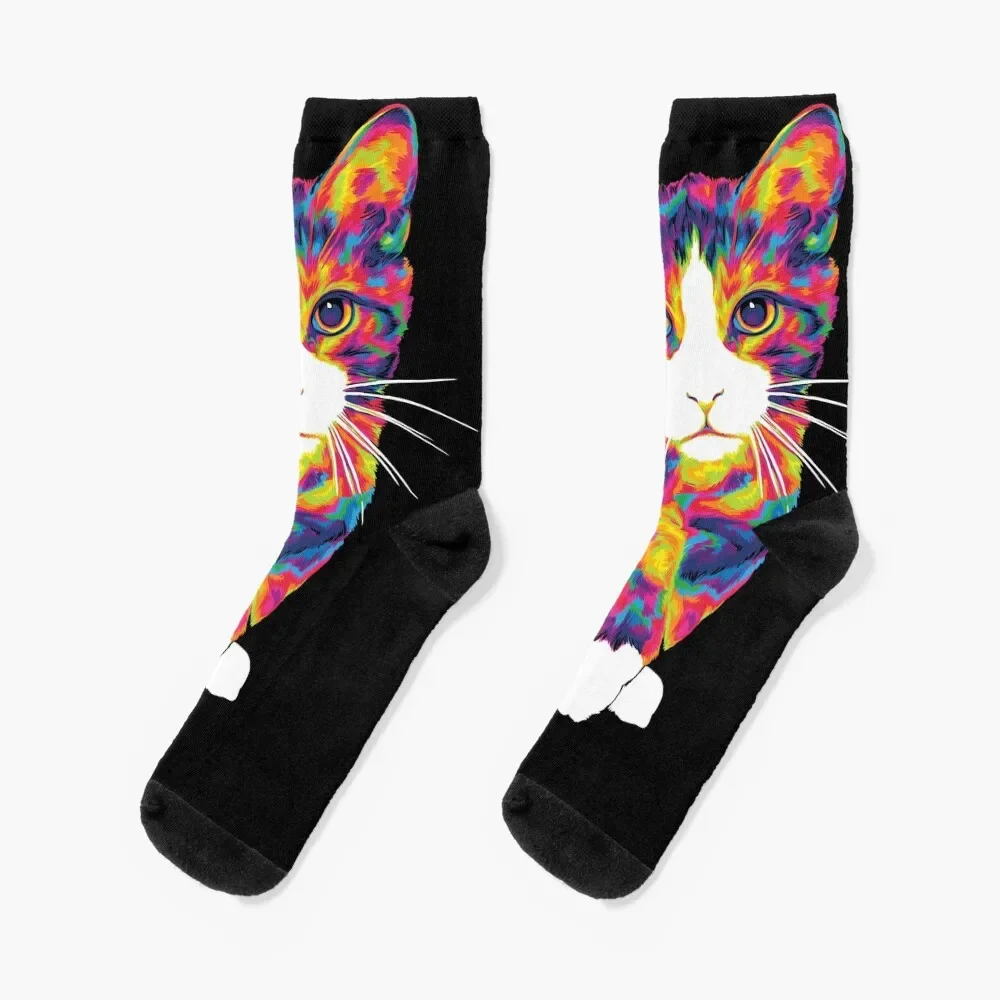 

Cute Rainbow Cat Fur Socks ankle fashionable Girl'S Socks Men's