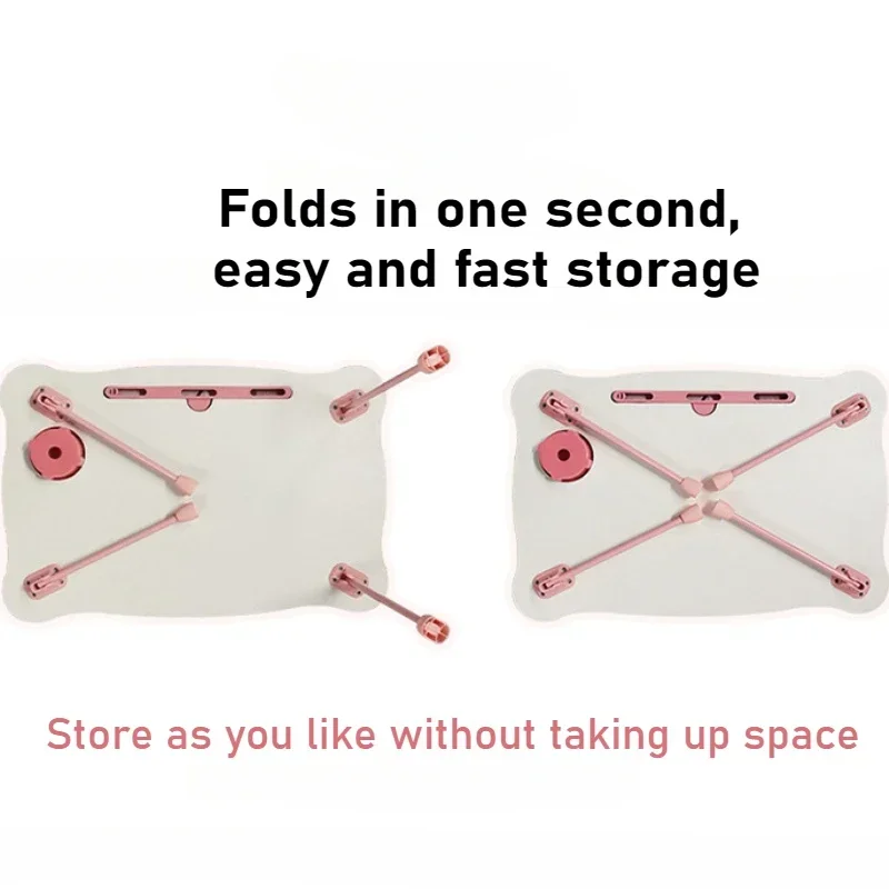 Cute Bear Shaped Bed Desk Foldable Laptop Desk with Cup Holder Card Slot Anti-slip Waterproof Tatami Table for Dormitor Student