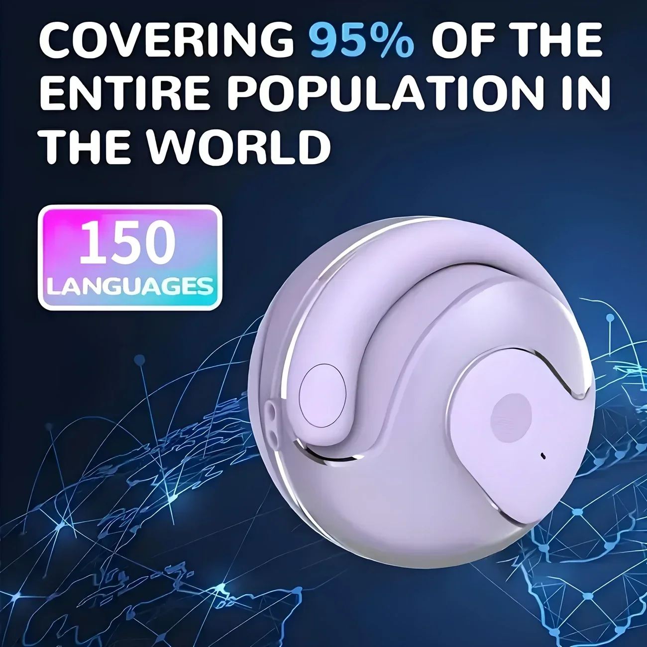 150 languages ai earbuds with 95 translation coverage noise canceling calls for music meetings travel usb type c charging wireless compatible free lanyard ideal for work gym wireless earbuds details 1