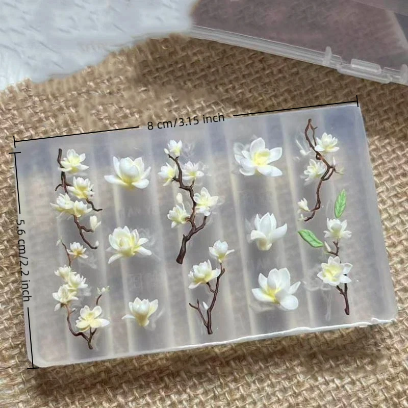 3D 목련 꽃 네일 몰드 DIY 실리콘 네일 도구 꽃잎 네일 디자인 몰드 네일 아트 조각 템플릿 매니큐어 디자인