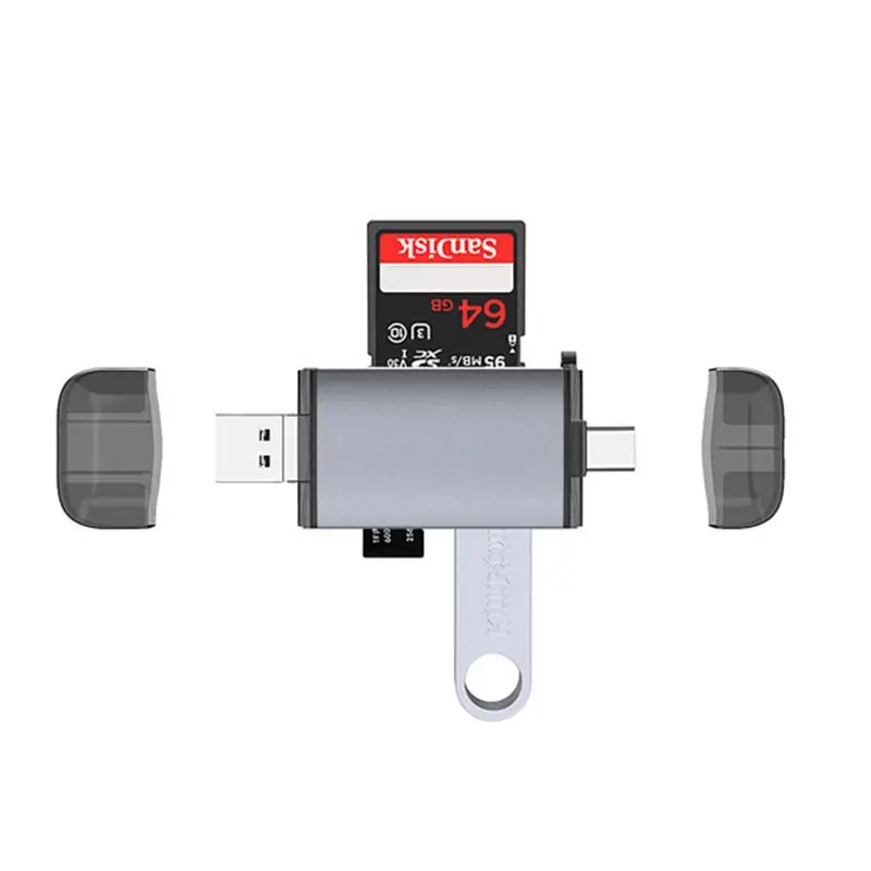 1Pc 6 in1 Universal SD/TF Card Computer Cell Phone SIM Card Readers 3.0 USB Type-C Micro USB OTG Reader Backup For Android