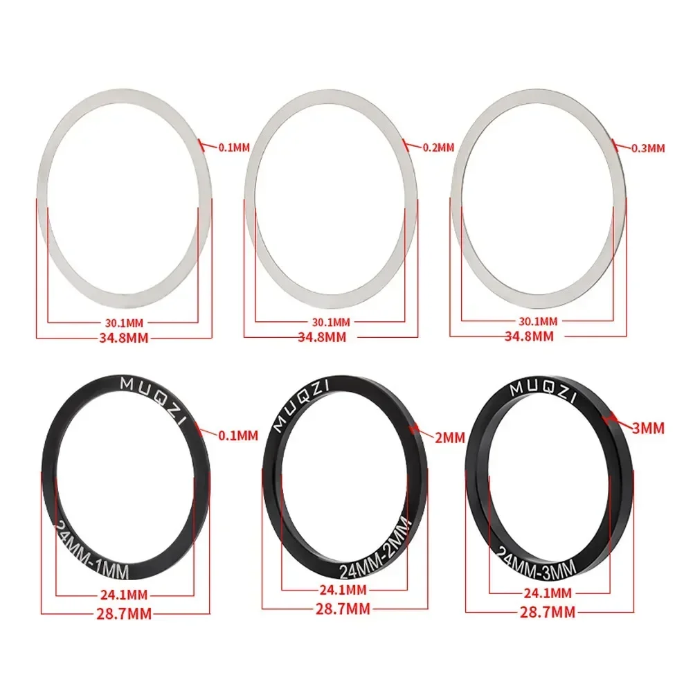 6pcs 24/29/30mm Bike Bicycle Bottom Bracket Crankset Washer Crankset Bottom Spacer Cycling Parts for BB86 91 92 BB30 PF30 Crank