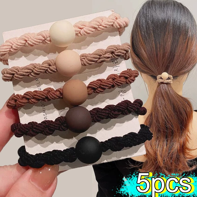 

1/5pcs Simple Elastic Hair Bands Scrunchie Women Girls Ornament Ponytail Holder Head Rope Dough Twists Loop Headband Accessories