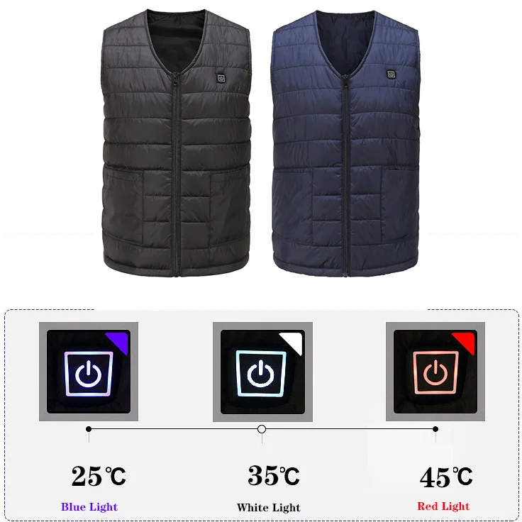 10 Areas V Neck Heated Vest USB Smart Thermal Vest Men Women Self Heating Coat Winter Thermal Chaleco Plus Size M-7XL heated jacket